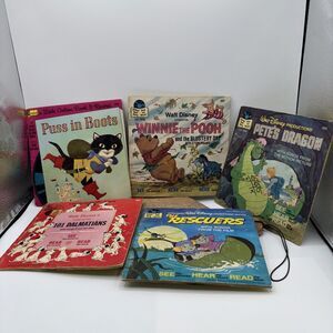 VTG Mixed Lot of 5 Walt Disney Read Along Books And Records 33 1/3 RPM-Flaws